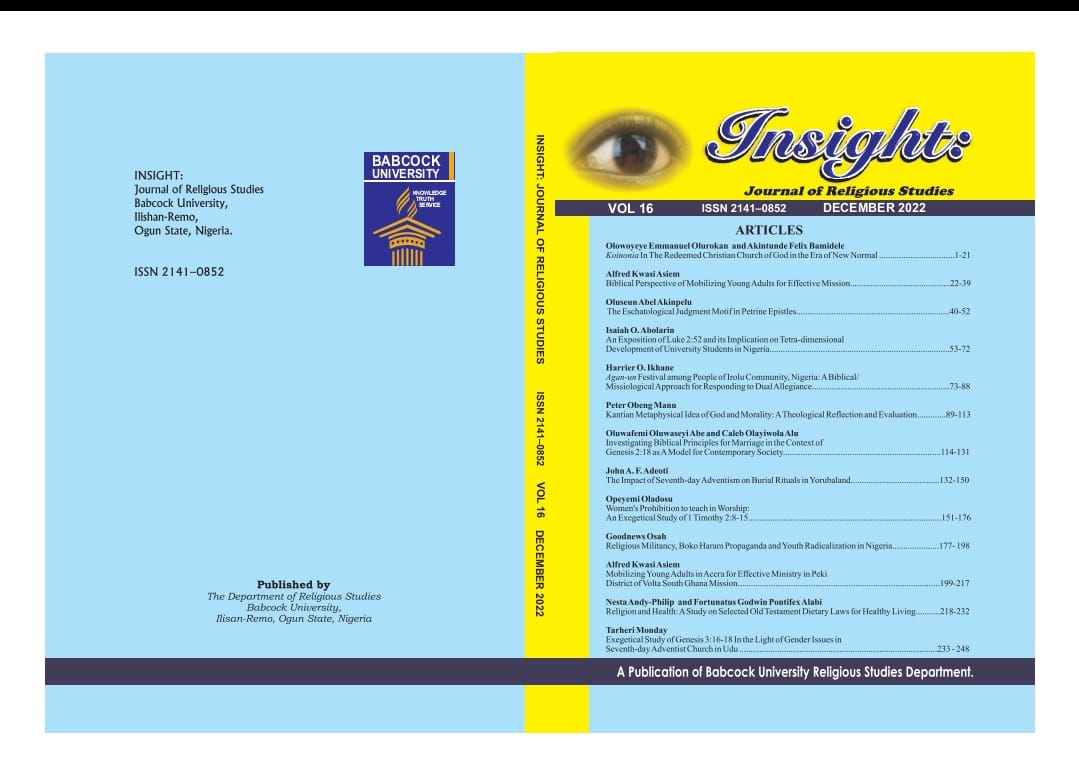 View Vol. 17 (2024): Insight: Journal of Religious Studies